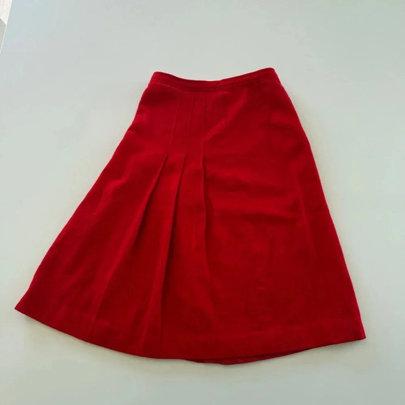 Evan Picone- Vintage- Wool-Red-Midi-Pleated-Skirt- Women’s 8 - Picture 1 of 14